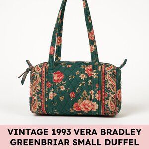 Vera Bradley Greenbriar Green Floral Quilted Cotton Small Duffel Bag 1993 USA